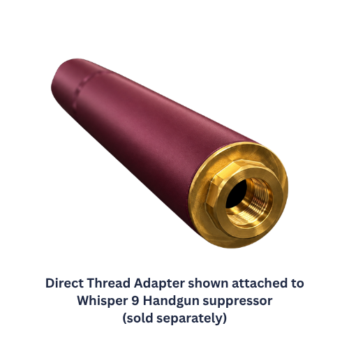 Attached to Whisper 9 Handgun suppressor Attached to Whisper 9 Handgun suppressor